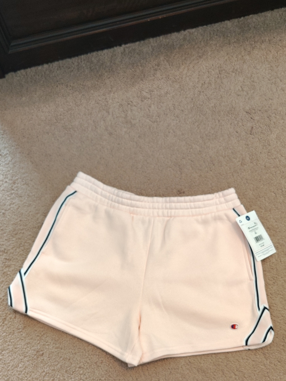 Kids Champion Light Pink Athletic Shorts with Contrast Piping